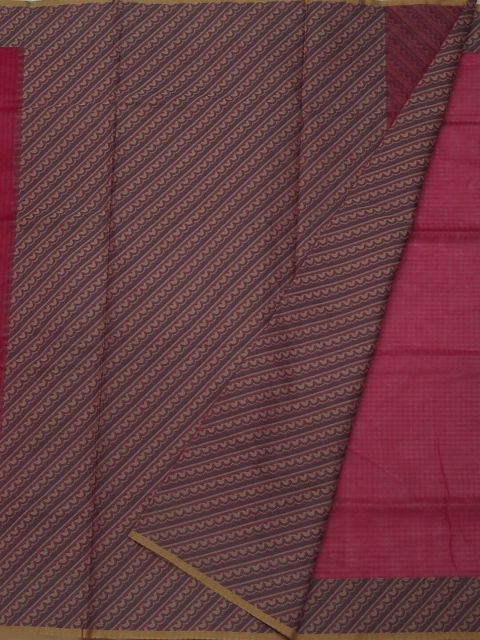 

Pothys Pink & Brown Jute Cotton Solid Saree
