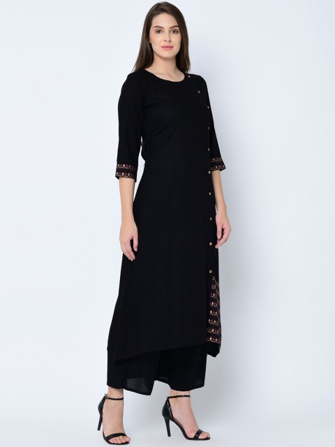 

ZIYAA Women Black Solid Kurti with Trousers