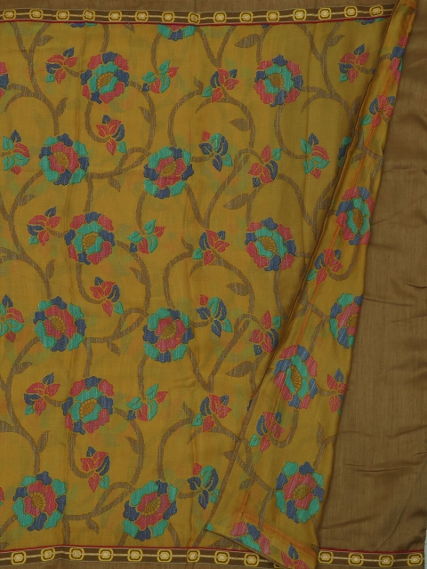 

Pothys Mustard Yellow Printed Poly Georgette Saree