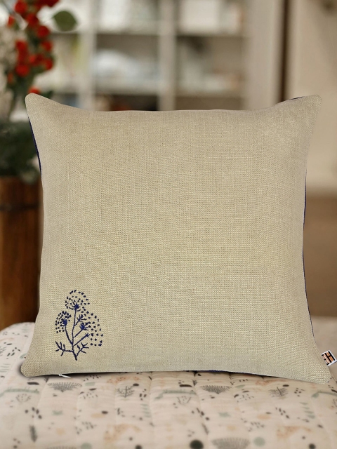 

EverHOME Purple & Cream-Coloured Set of 2 Embroidered Square Cushion Covers
