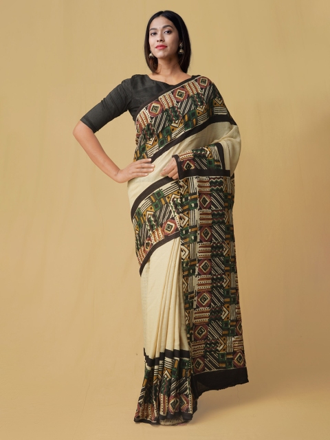 

Unnati Silks Cream-Coloured Pure Cotton Printed Kota Saree