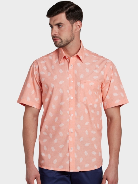 

ColorPlus Men Peach-Coloured & White Regular Fit Printed Casual Shirt