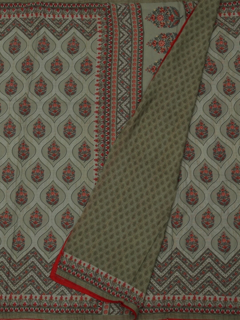

Pothys Grey & Green Poly Georgette Printed Saree