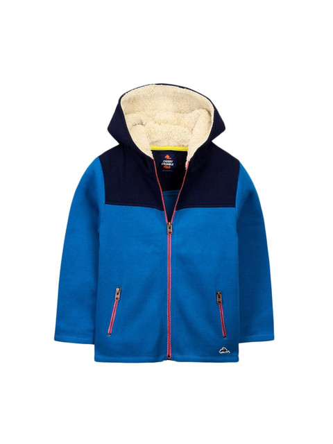 

Cherry Crumble Unisex Kids Blue Colourblocked Hooded Sweatshirt