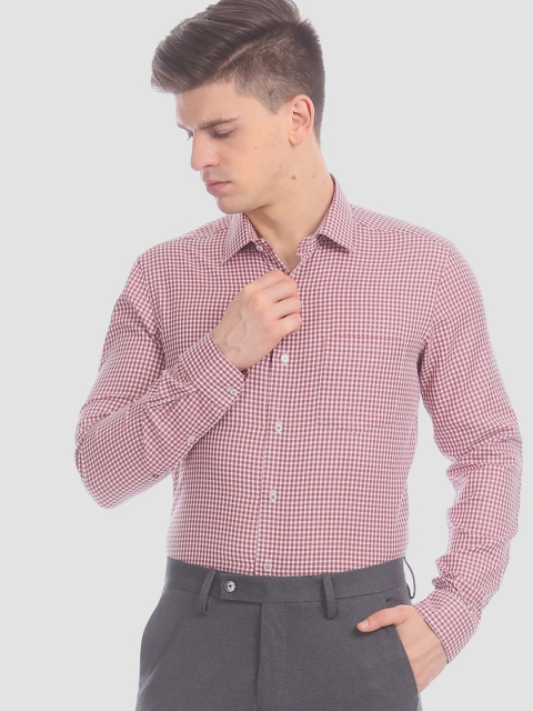 

Arrow Men Red & White Slim Fit Checked Formal Shirt