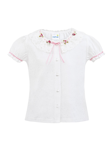 Daffodils GIRLS WEAR Girls Off-White Solid Top