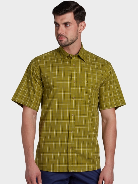 

ColorPlus Men Green & White Regular Fit Checked Casual Shirt