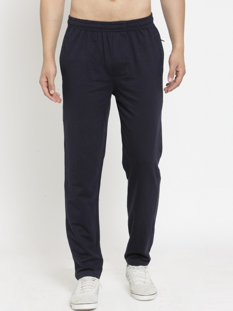 

JAINISH Men Navy Blue Solid Slim Fit Track Pants