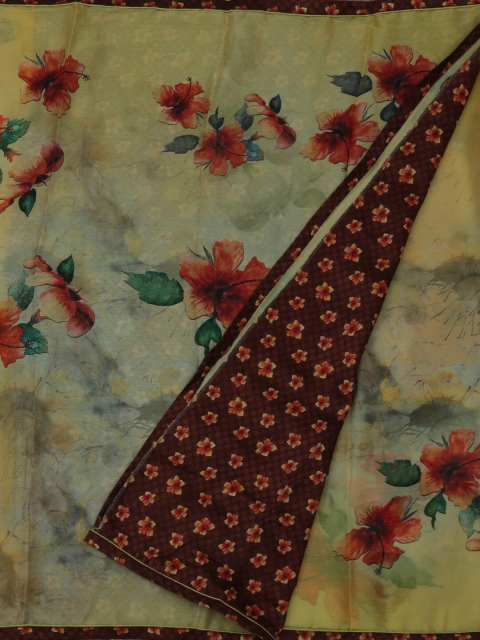 

Pothys Yellow Printed Saree