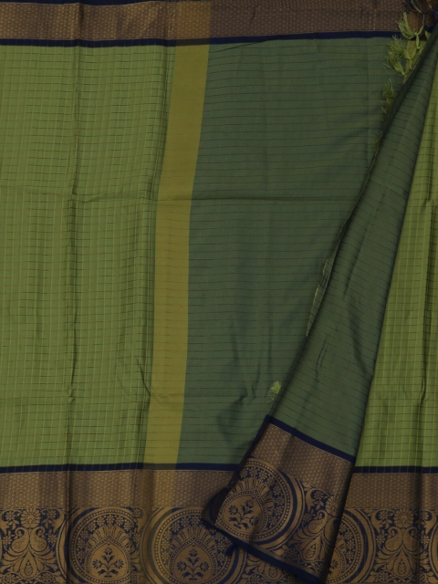 

Pothys Green Checked Jute Silk Saree