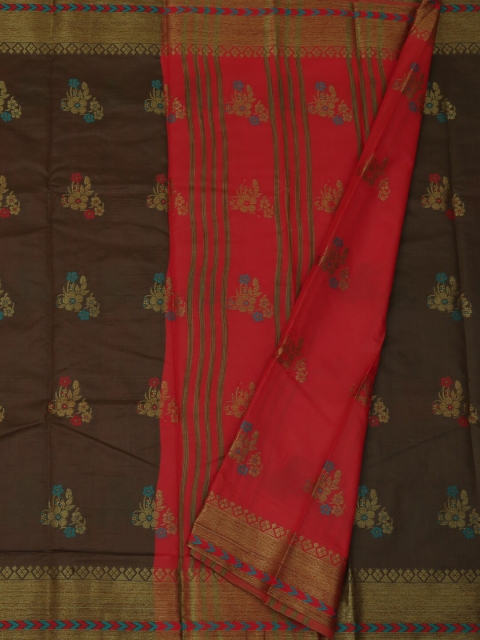 

Pothys Brown & Red Jute Silk Woven Design Saree
