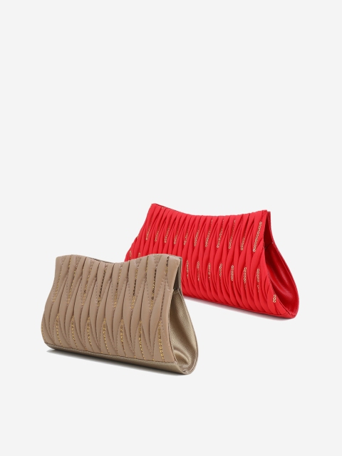 

Element Cart Beige & Red Set of 2 Embellished Purse Clutch