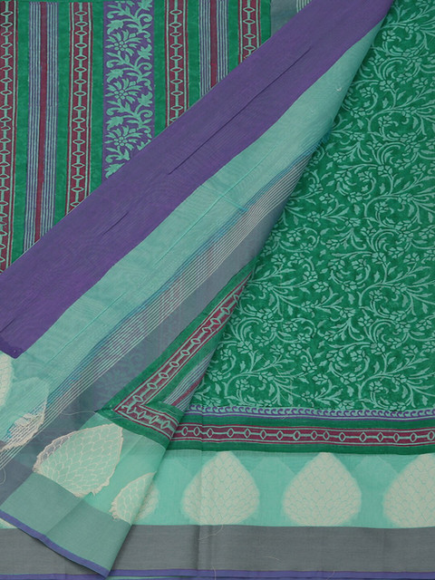 

Pothys Green Printed Cotton Blend Saree