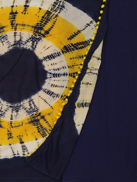 

Pothys Navy Blue & Yellow Pure Cotton Printed Saree