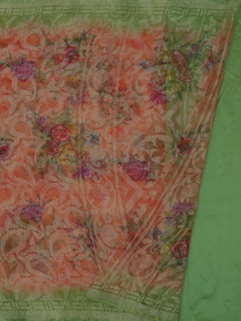 

Pothys Peach-Coloured Printed Jute Silk Saree