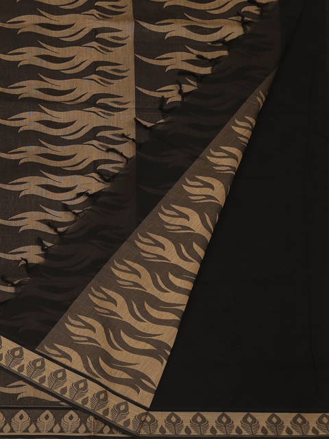 

Pothys Olive Green & Black Pure Cotton Woven Design Saree