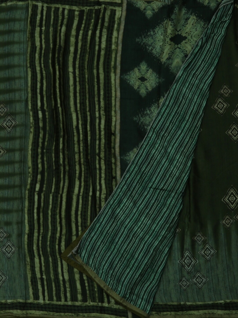 

Pothys Green Striped Poly Crepe Saree