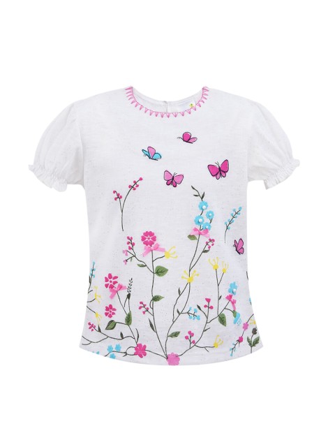 

Daffodils GIRLS WEAR Girls White & Pink Floral Printed Top