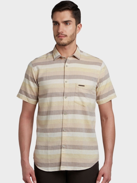 

ColorPlus Men Beige Tailored Fit Striped Casual Shirt