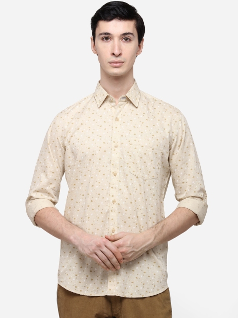 

JADE BLUE Men Cream-Coloured Tailored Fit Printed Casual Shirt