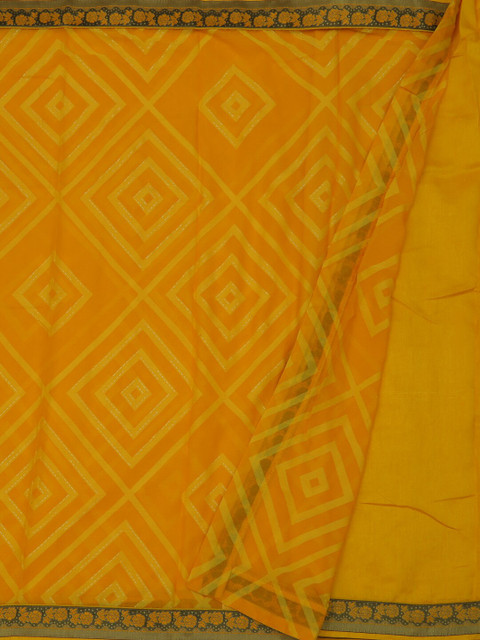 Pothys Yellow Printed Poly Georgette Saree