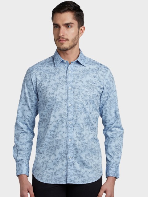 

ColorPlus Men Blue Tailored Fit Printed Casual Shirt