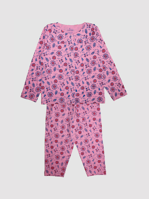 

KiddoPanti Girls Pink & Blue Printed Night Suit AW20GNS052
