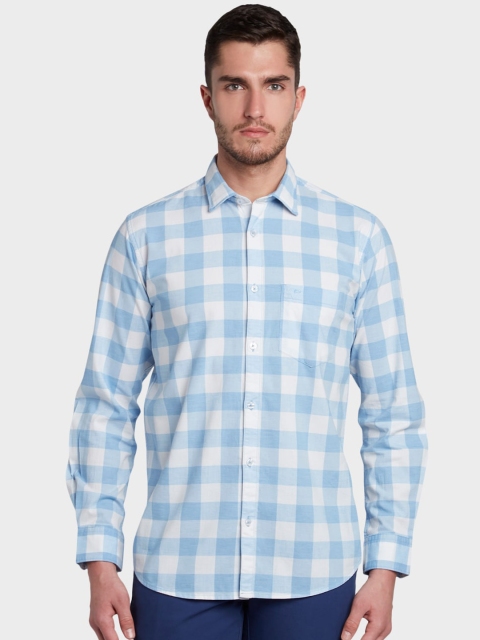 

ColorPlus Men Blue & White Regular Fit Checked Casual Shirt
