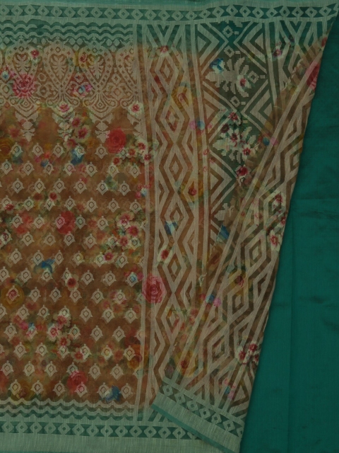 

Pothys Brown & Green Jute Silk Woven Design Saree