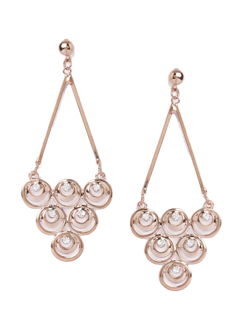 

Globus Rose Gold-Plated CZ-Studded Contemporary Drop Earrings