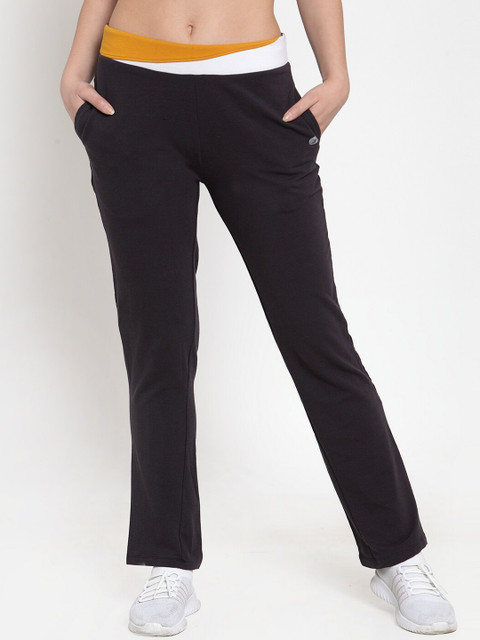 

BUKKUM Women Charcoal Black Solid Track Pants