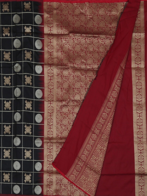 

Pothys Black & Maroon Jute Silk Woven Design Saree