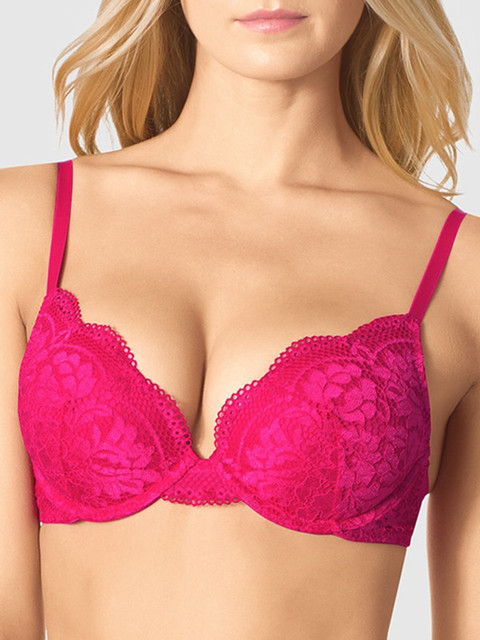 

La Senza Pink Self Design Underwired Lightly Padded Plunge Bra 11132114-2TV3