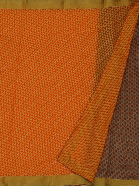 

Pothys Orange & Gold Poly Georgette Printed Saree