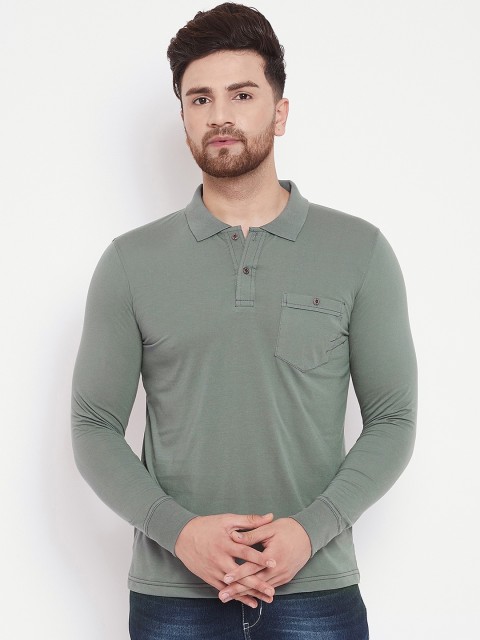 

Adobe Men Green Solid Polo Collar T-shirt