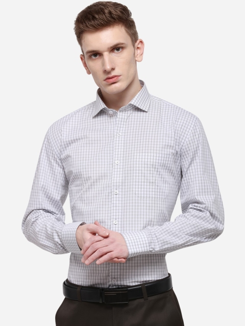 

JADE BLUE Men White & Grey Slim Fit Checked Formal Shirt