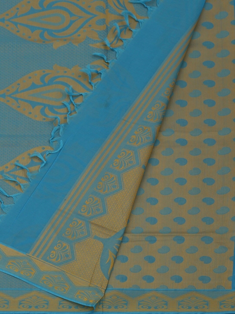 

Pothys Blue & Beige Pure Cotton Woven Design Saree