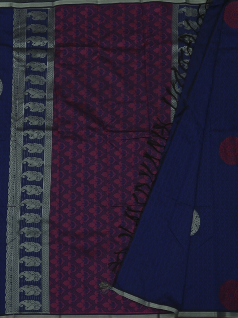 

Pothys Blue & Red Art Silk Printed Saree