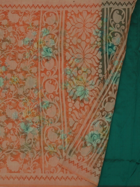 

Pothys Peach-Coloured Printed Jute Silk Saree