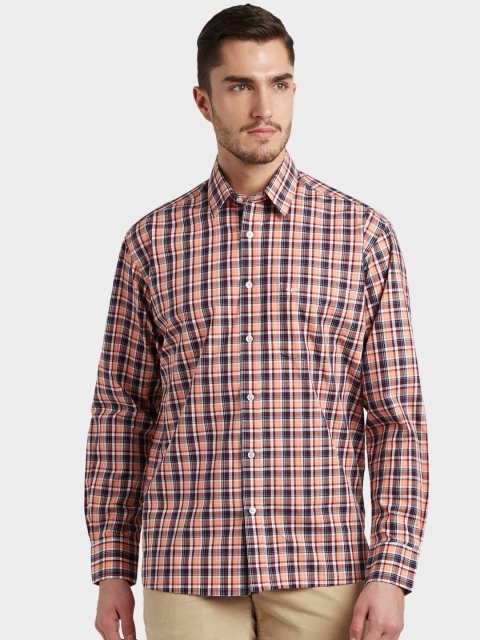 

ColorPlus Men Orange & Maroon Regular Fit Checked Casual Shirt