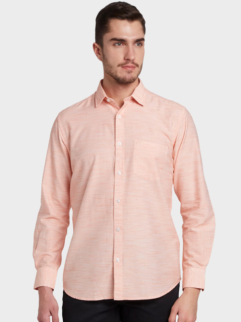 

ColorPlus Men Peach-Coloured Tailored Fit Solid Casual Shirt