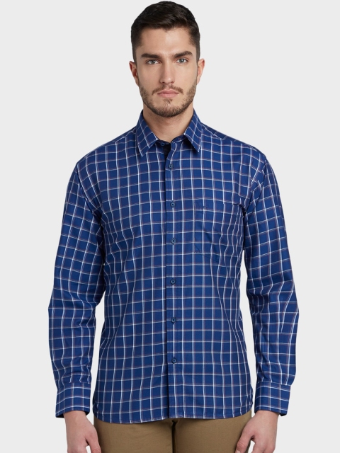 

ColorPlus Men Blue & White Regular Fit Checked Casual Shirt