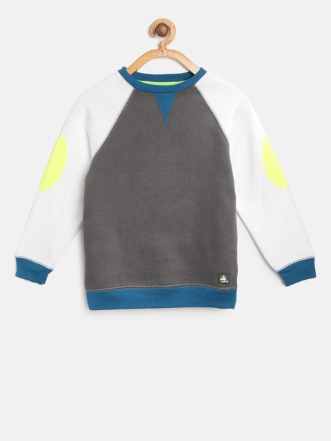 

Cherry Crumble Unisex Kids Grey & Off-White Colourblocked Sweatshirt