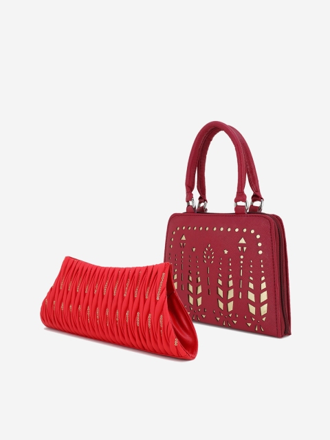 

Element Cart Set Of 2 Maroon & Red Solid Clutch