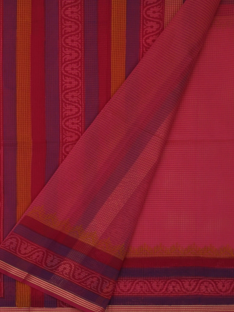 Pothys Pink Solid Cotton Blend Saree