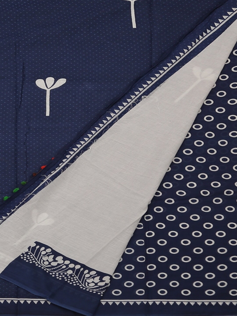 

Pothys Navy Blue Printed Pure Cotton Saree