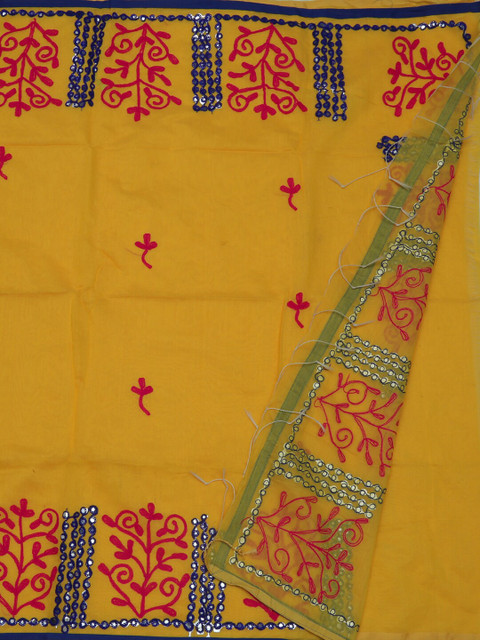 

Pothys Yellow Embroidered Pure Cotton Saree