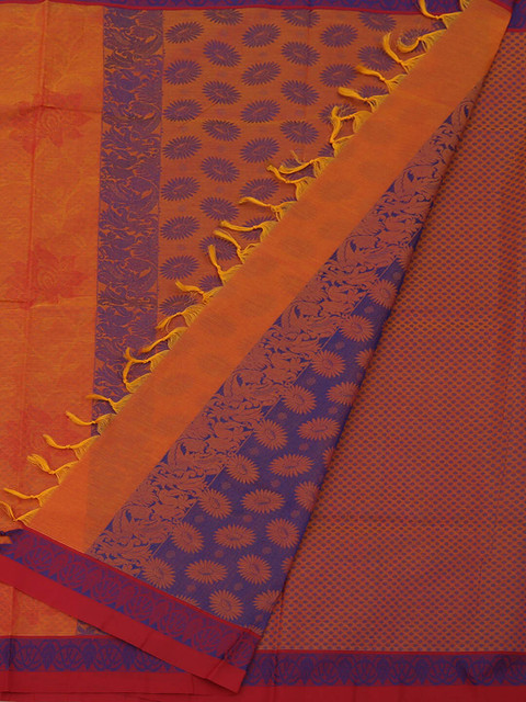 

Pothys Orange & Blue Pure Cotton Printed Saree