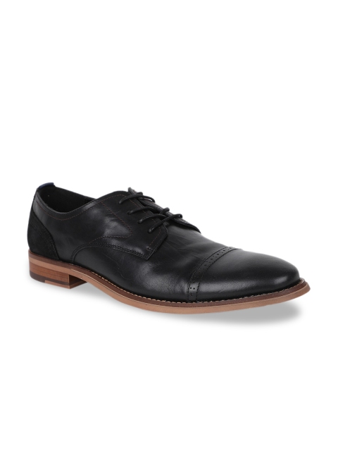 

ALDO Men Black Solid Leather Derby Shoes