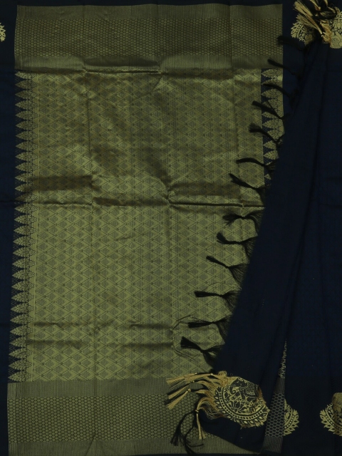 

Pothys Navy Blue & Gold-Toned Art Silk Woven Design Saree